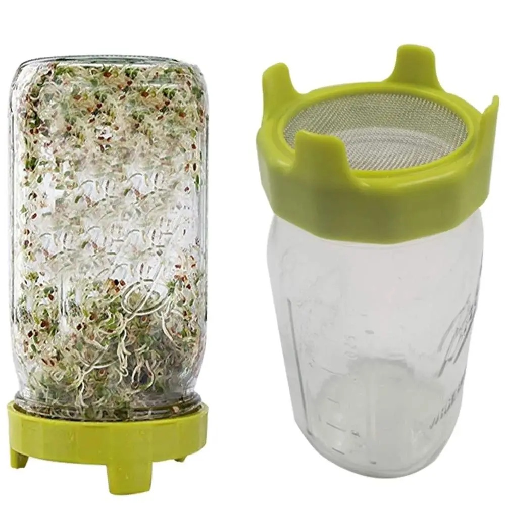 2pcs Plastic Sprouting Lid Mesh Sprout Cover Seed Crop Germination Vegetable Plastic Sealing Ring Lid for Mason Jar