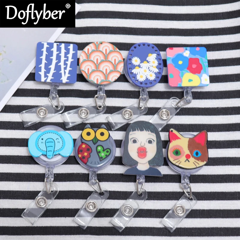 New Novelty Retractable Badge Reel for Name Badge Holder Staff Work Card Clip Chest Pocket ID Tag Pass Card Accessories Clip retractable badge reel 1pc zinc alloy key ring waist buckle id name tag card carabiner for staff doctor access pass holder