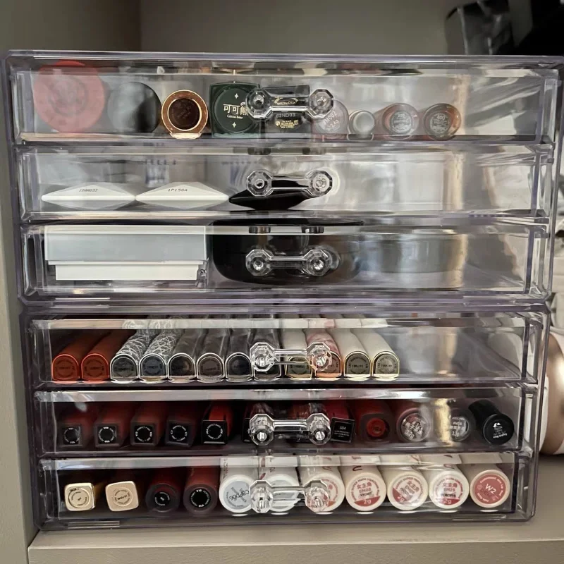 Makeup Storage Box Acrylic Transparent Drawer Divided Style Organizer Large Capacity Desktop Compact Dustproof Lipstick Storage 3