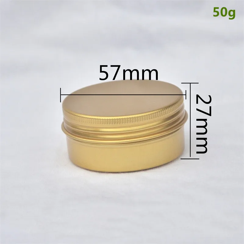 

100pcs Gold Aluminum Tin Jar 50ml Refillable Cosmetic Containers Screw Lid Round Tin Container Bottle for Cosmetic Lip Balm