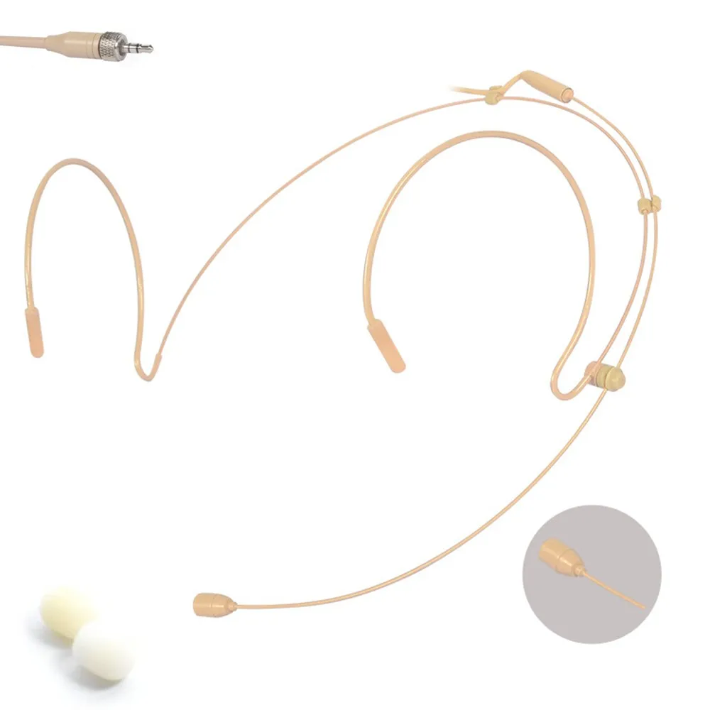 

Double Earhook Headset Mic Headworn Microphone For Wireless Beige Head Mounted Invisible Microphone Replacement