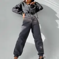 Korea Fashion Hoodies Jumpsuit One Piece Casual Rompers À Manches Longues Hiver Taille Haute Salopette Femmes Tenue Femmes Tracksuit pull 5