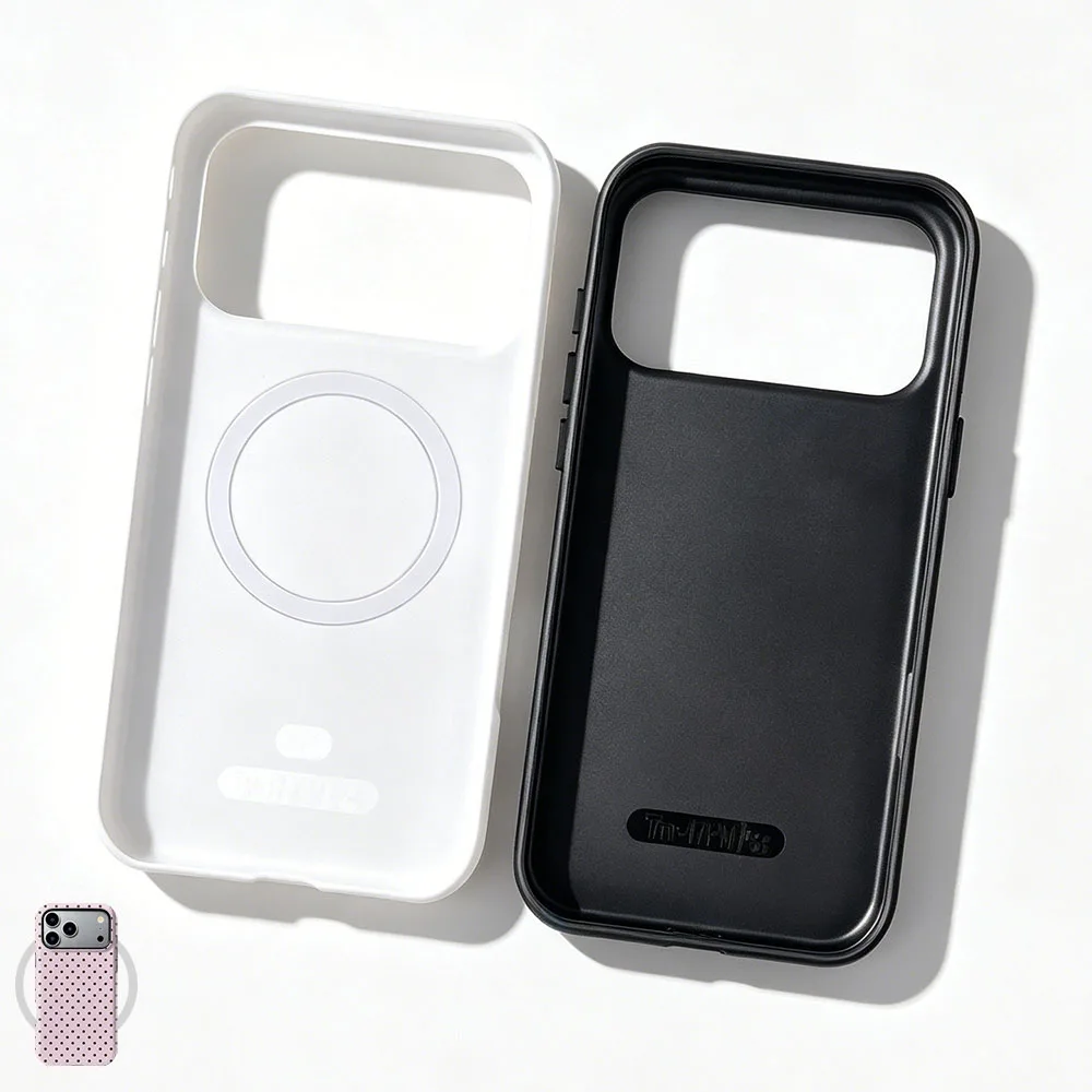 Magnetic Pink Polka Dot Phone Case with 2-in-1 Film Cover