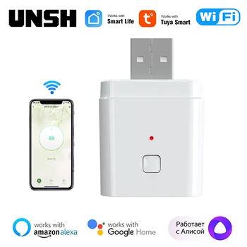 Tuya 스마트 와이파이 마이크로 USB 어댑터 스위치, 5V 미니 USB 전원 어댑터, 스마트 라이프 컨트롤, 알렉사 구글 얀덱스 앨리스로 작동