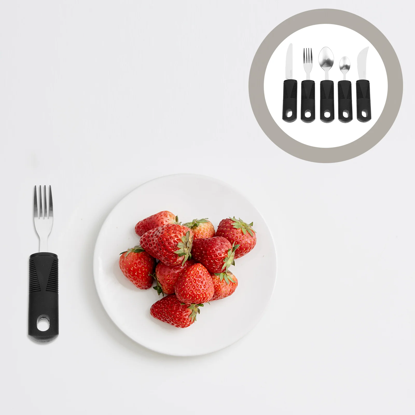 

3/4/5pcs Anti-Shake Tableware Elderly Auxiliary Spoon Utensil Fork Elderly Patient Arthritis Disabled Food Eating Aid Cutlery