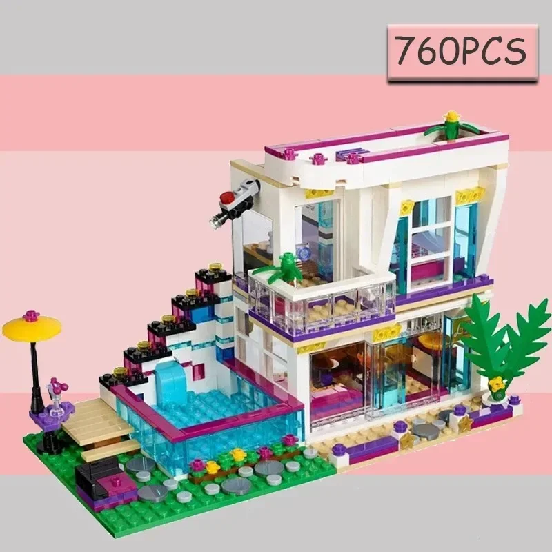 NEW 760pcs Pop Star House Building Block Compatible 41135 Livi Friends For Girls Figures Bricks Educational Toys For Children