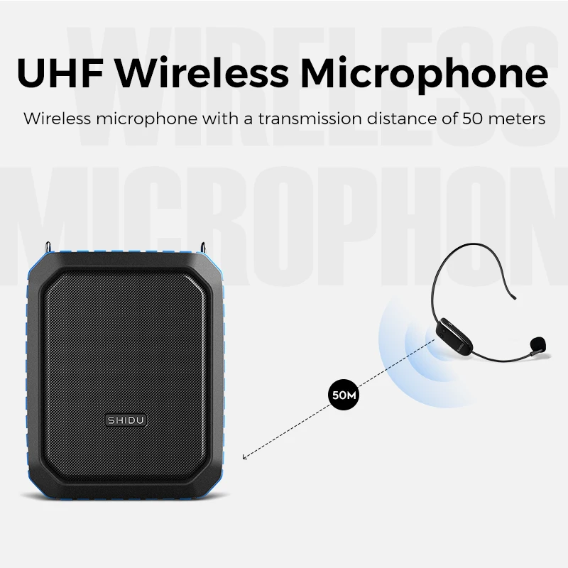 SHIDU 18W Portable Wireless Bluetooth Speaker Waterproof Voice Amplifier With UHF Microphone For Teacher Support TF M800 2