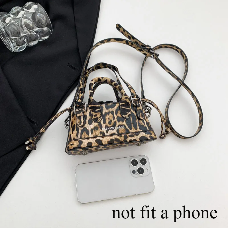 Mini Cheetah Checkerboard Print Handbag Female Evening Party Cosmetic Phone Drawstring Clutch Bag PU Small Shoulder Bag
