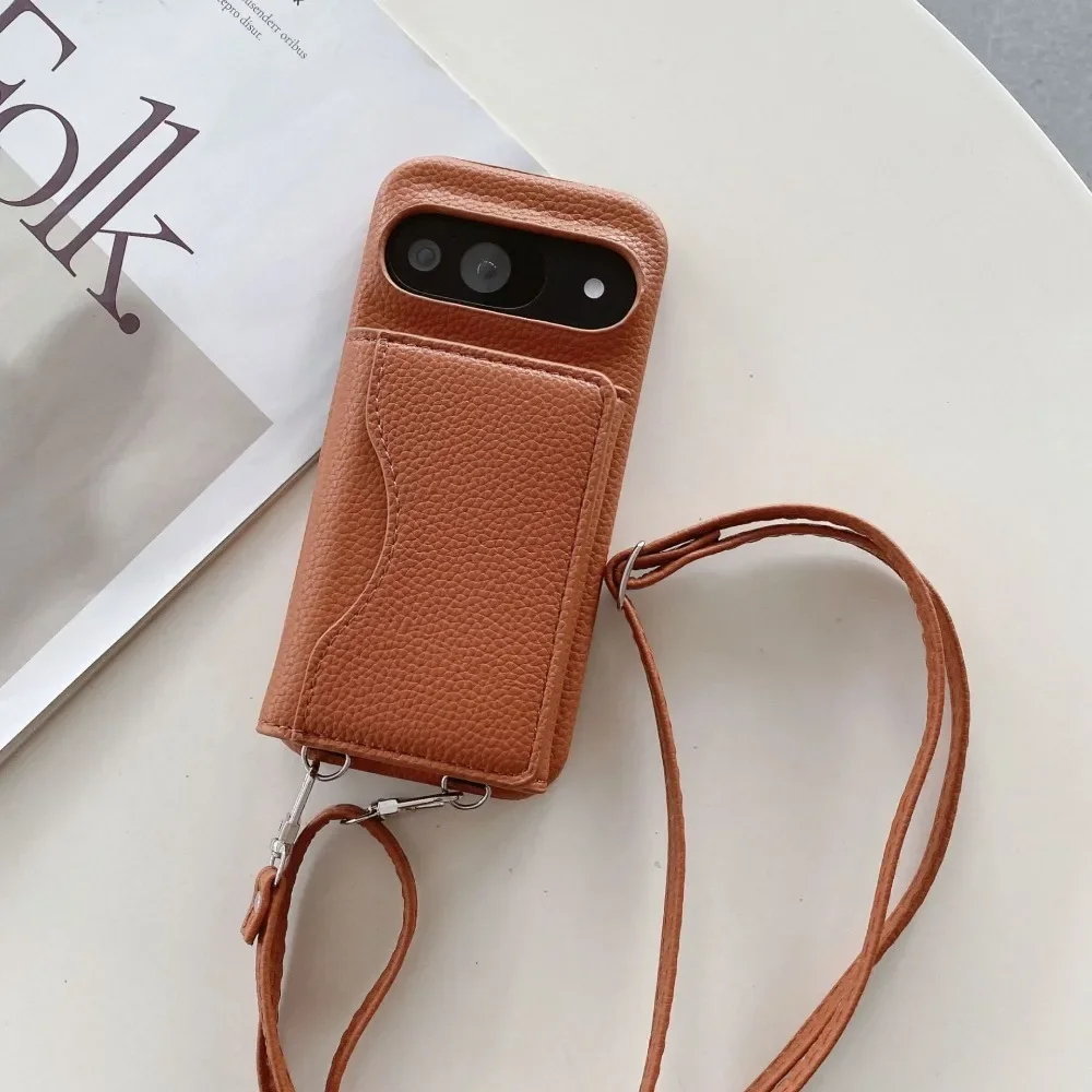 Stylish Crossbody Rope Wallet with Card Slots and Protective PU Leather Phone Case