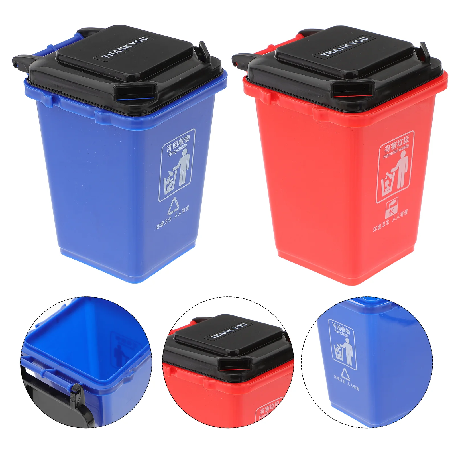 

2PCS Creative Pen Holder Personality Trash Can Shape Pen Holder Multi-function Classification Trash Can Pen Holder Desktop