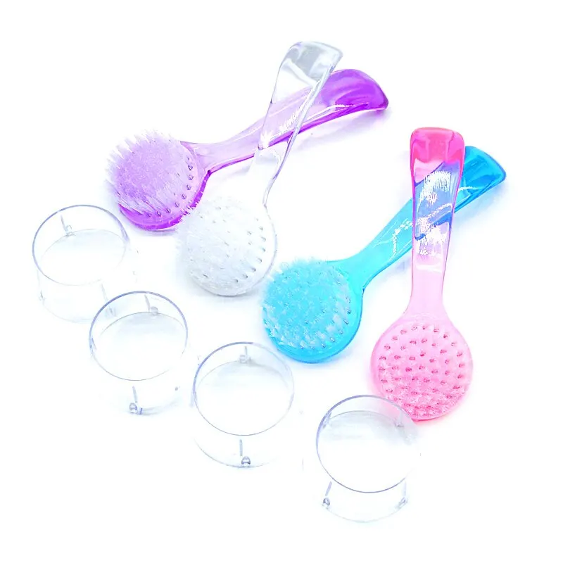 Nail Cleaning Brush New Plastic Nail Brush Soft Remove Dust Make Up Washing Brushes Dust Round Head Powder Clean With Cap Pedicure