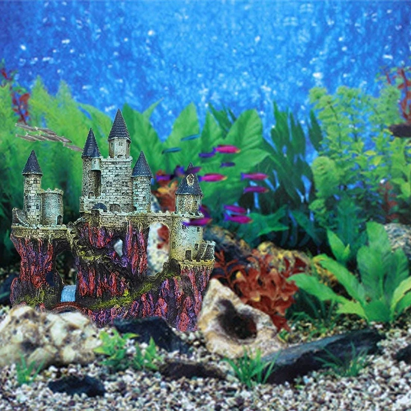 Aquarium Resin Castle Decoration Stone Cave Fish for Tank Accessories for Betta