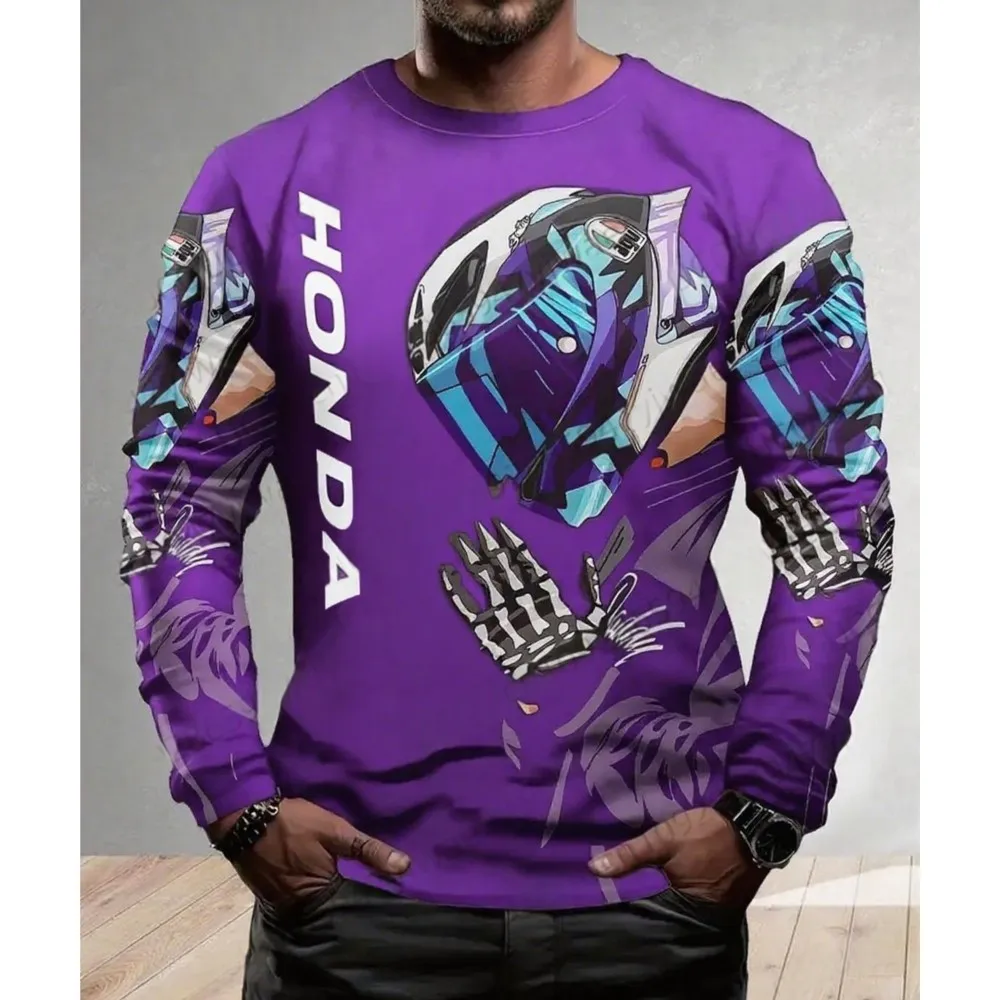 스켈레톤 핸드 모토시클리스타 바이커 데포르티바 혼다 빠른 건조 긴 소매 혼다 라이딩 티셔츠 남성과 여성을위한 탑