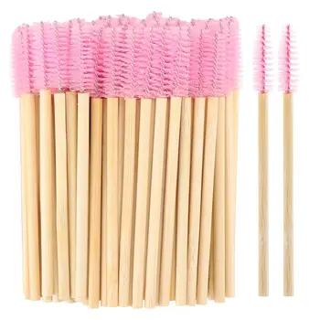 50/100/300pcs Eyebrow Eyelash Brushes Wooden Eyelash Spoolies Mascara Wands Lip Applicator for Eyelash Extension Makeup Tool
