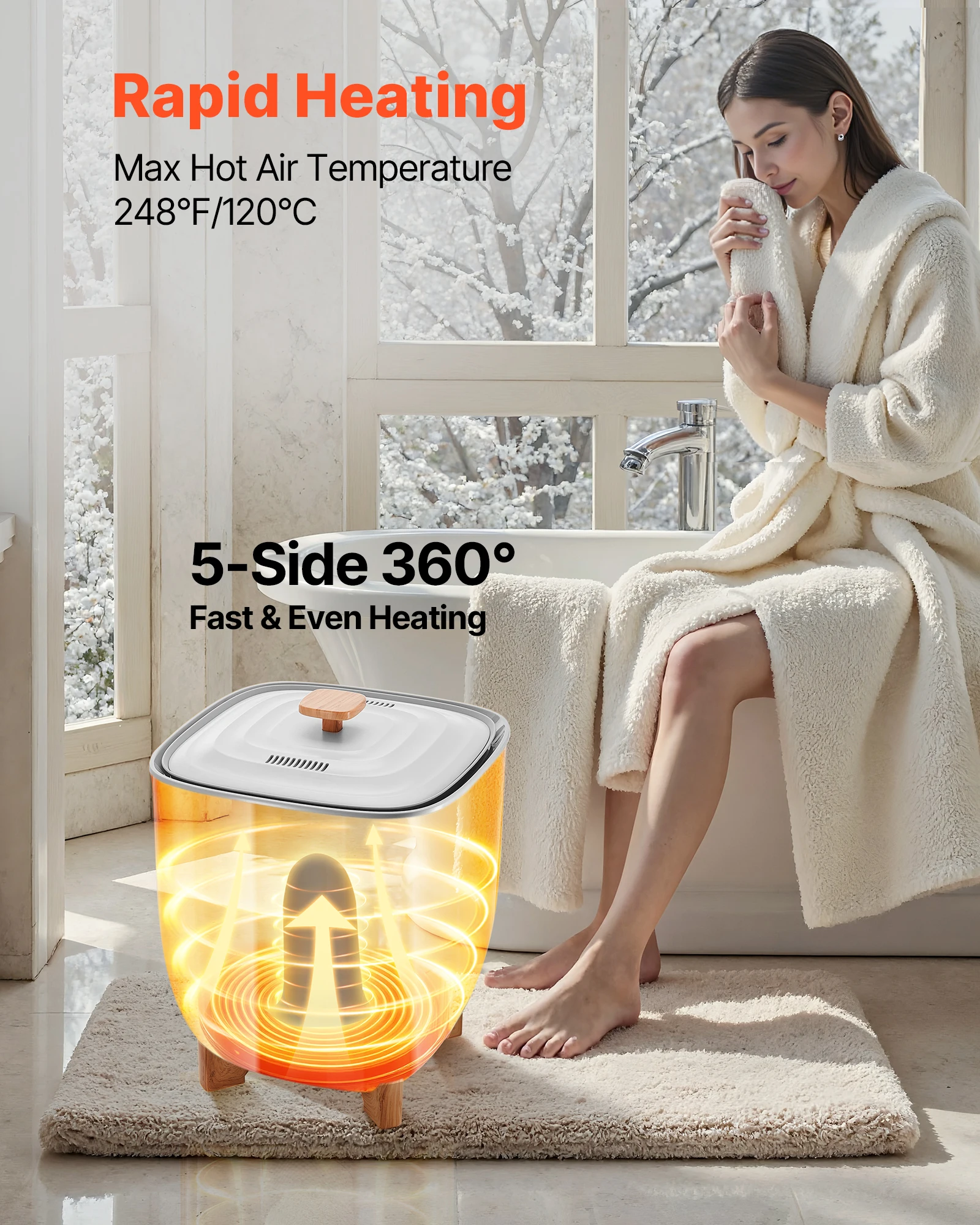 Electric Heated Towel Warmer Bucket with LED Light