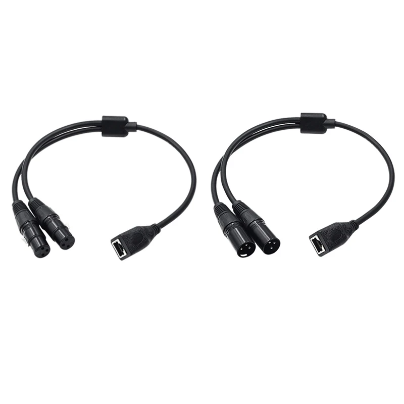 1Pcs Dual 3Pin XLR To RJ45 Adapter RJ45 To Dual XLR DMX Cable For DMX-CON Controller Series And Recording Studio