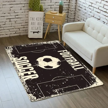 Football Carpet Ball Sport Area Rug for Kids Boys Playroom Bathroom Living Room Entrance Doormat Decor Soccer Indoor Floor Mat