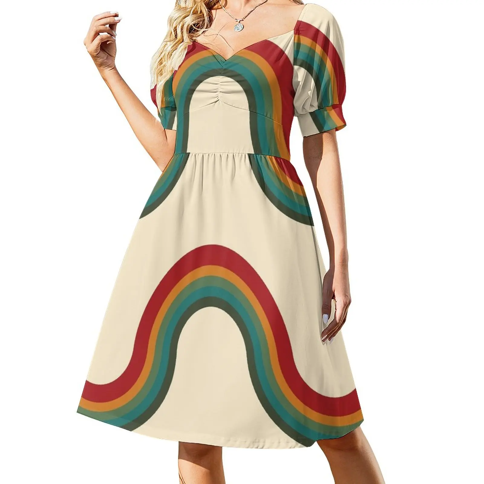 

70s Retro Style Stripes Dress long sleeve dresses evening dress luxury dresses