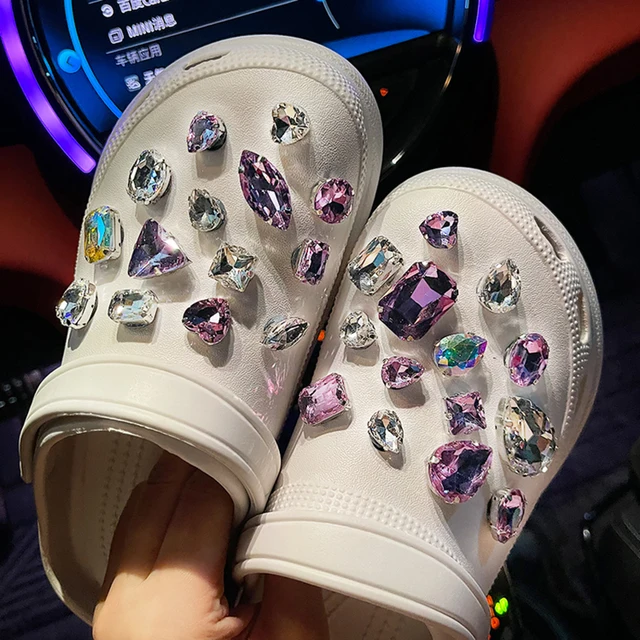 Trendy Rhinestone Croc Charms Designer DIY Quality Women Shoes Charms for JIBS Anime Chain Clogs Buckle Kids boys girls Gifts style 11 ( 30pcs )
