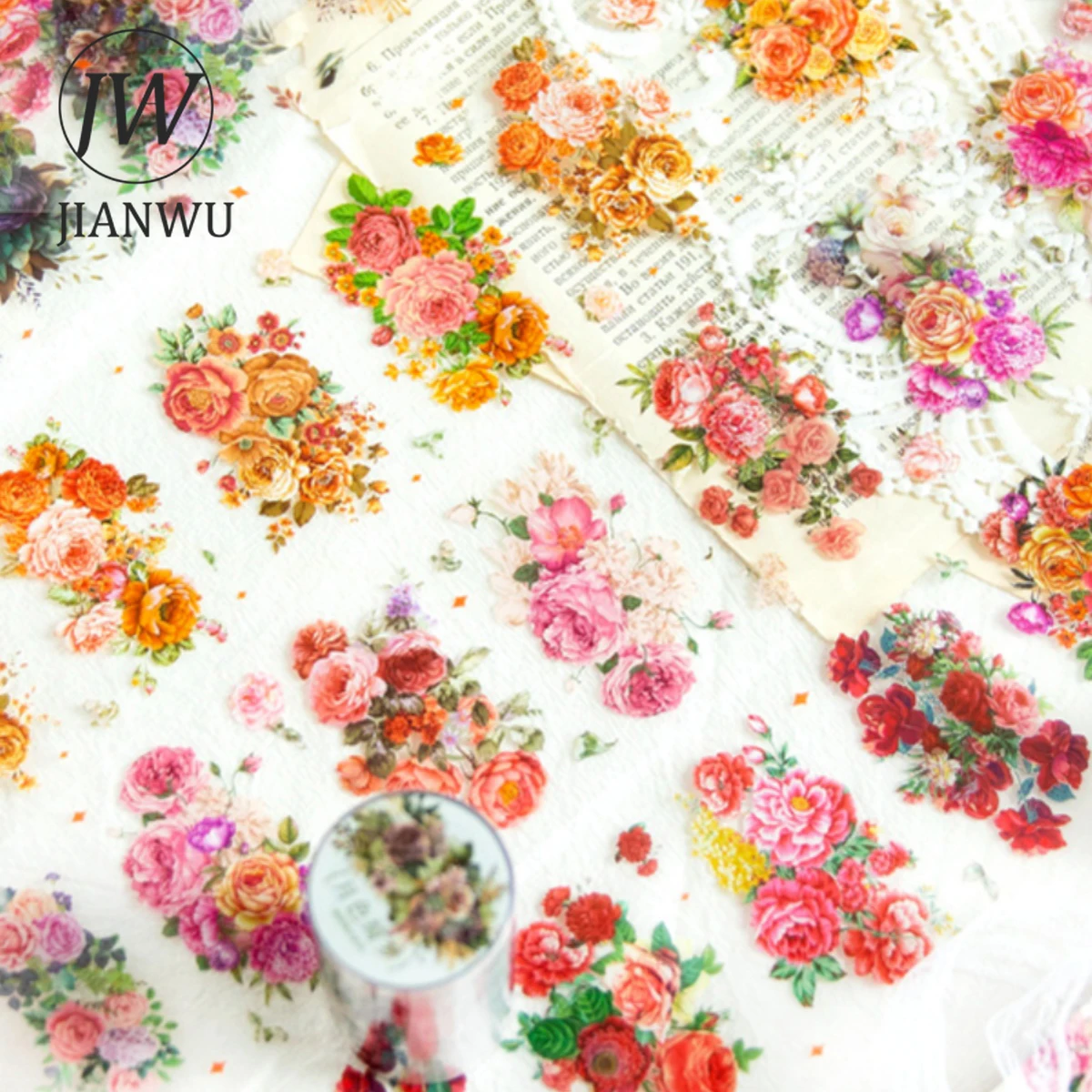 

JIANWU 75 мм * 200 см, серия Kirino Eventing Breeze, винтажный цветочный материал, декоративная лента для домашних животных, креативный журнал «сделай сам», коллаж, канцелярские принадлежности