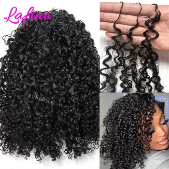 Small Spirals Curly Crochet Human Hair Extensions Deep Pixie Curls Crochet Hair Pre Separated Knotless Miracle Knot Braids 1