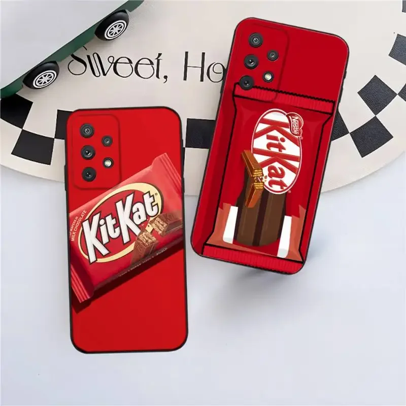 K-Kitkat C-Chocalate Custodia Per Telefono Per Samsung Galaxy A13 A21S A22 A31 A32 A52 A53 A 71 A80 A 91 Cover Morbida Nera Per Telefono