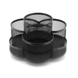 Elegant 360° Rotating Multi - Compartment Desk Organizer (Black)