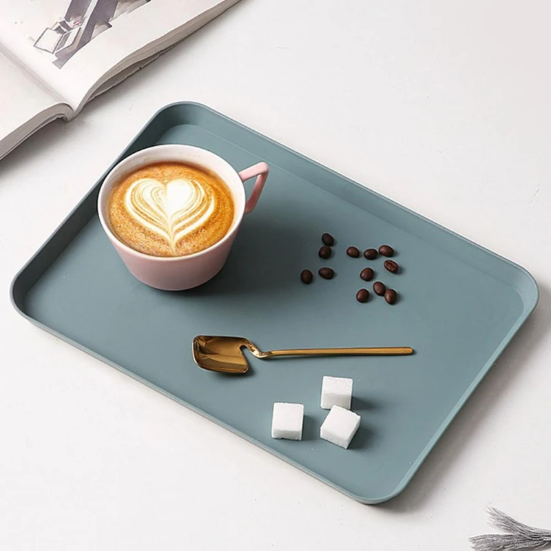 1PC Minimalist PP Plastic Tray Rectangular Storage Tray Heat-resistant Non-slip Dinner Plate Home Kitchen Fruit Dessert
