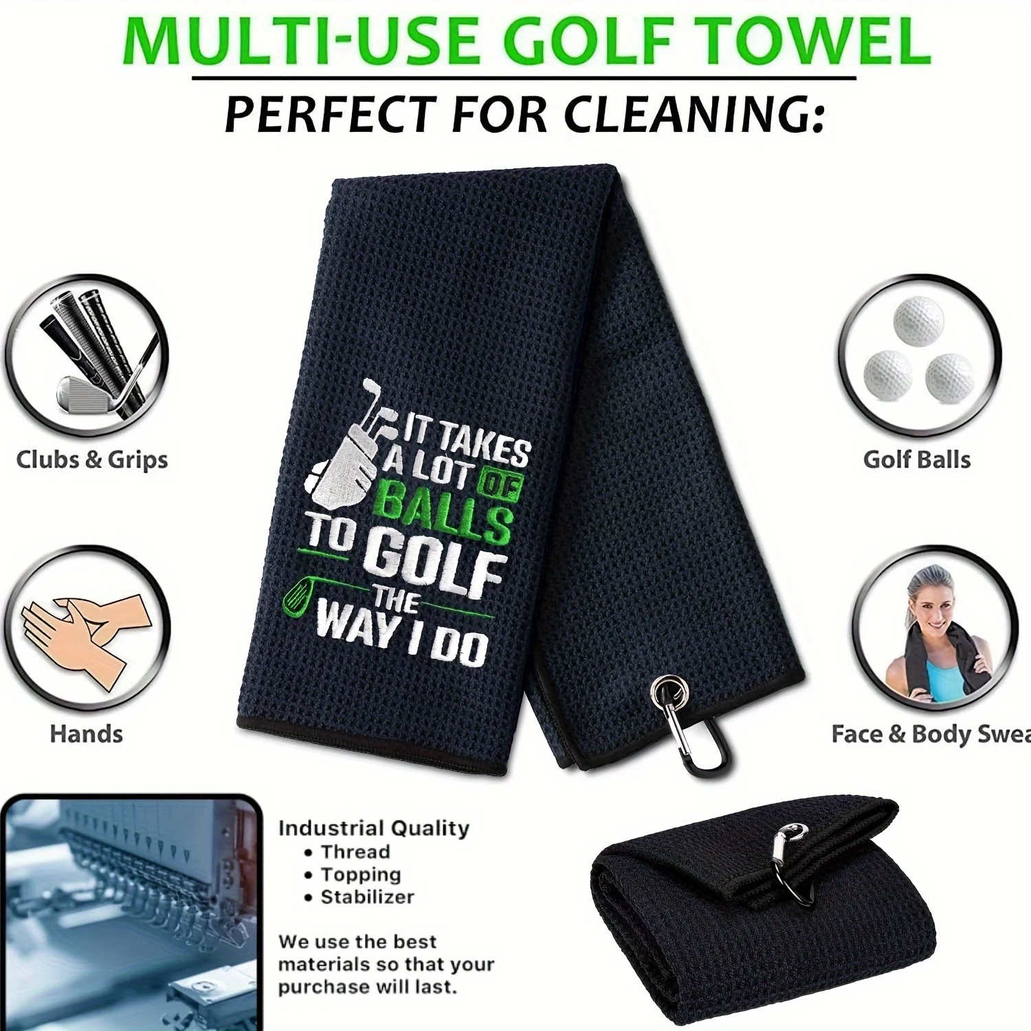 Funny Microfiber Premium Golf Towel Embroidered Golf Towels Bags Men&Women Accessories Men Golfers golf towel