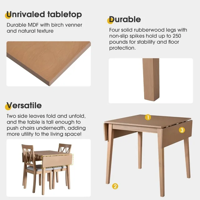 3-Piece Wooden Dining Set 6