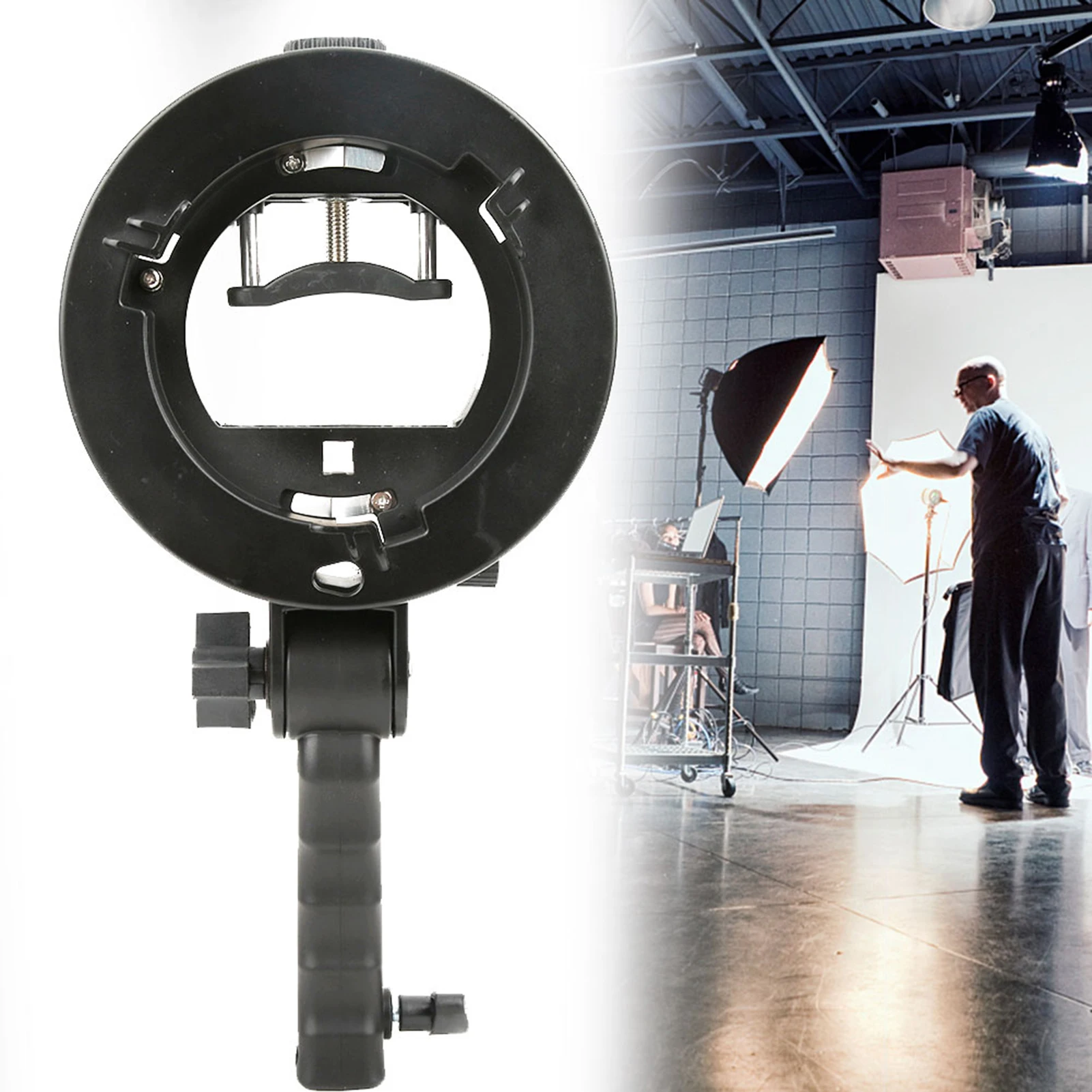 Flashlight Bracket Support Handheld Hand Grip S Shape for Bowens Mount Camera