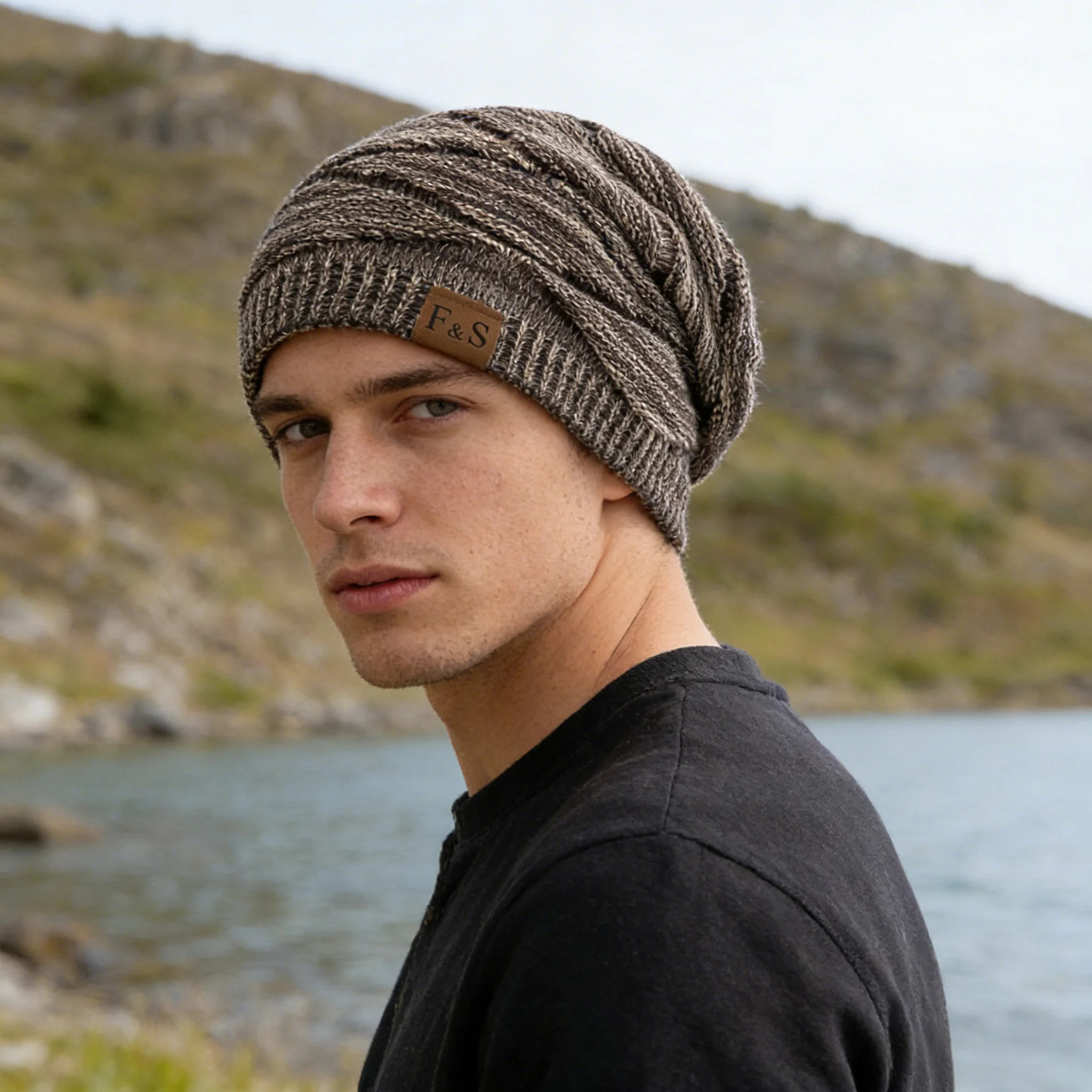 Neue Unisex Slouchy Winter Hüte Warme Fleece Gefüttert Beanie Cap Männer Frauen Casual Label Decor Winter Mischfarbe Gestrickte Hüte – Detail 3