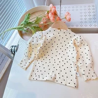 Girls Half-High Collar and Puff Long Sleeve T-Shirt Casual and Comfortable Everyday Versatile T-Shirt Children Clothing 2