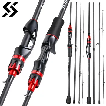 Sougayilang Casting Spinning Fishing Rod 2.1m UltraLight Carbon Fiber Rod Pole 4 Section with EVA Handle 0.8-5g Lure Weight 1