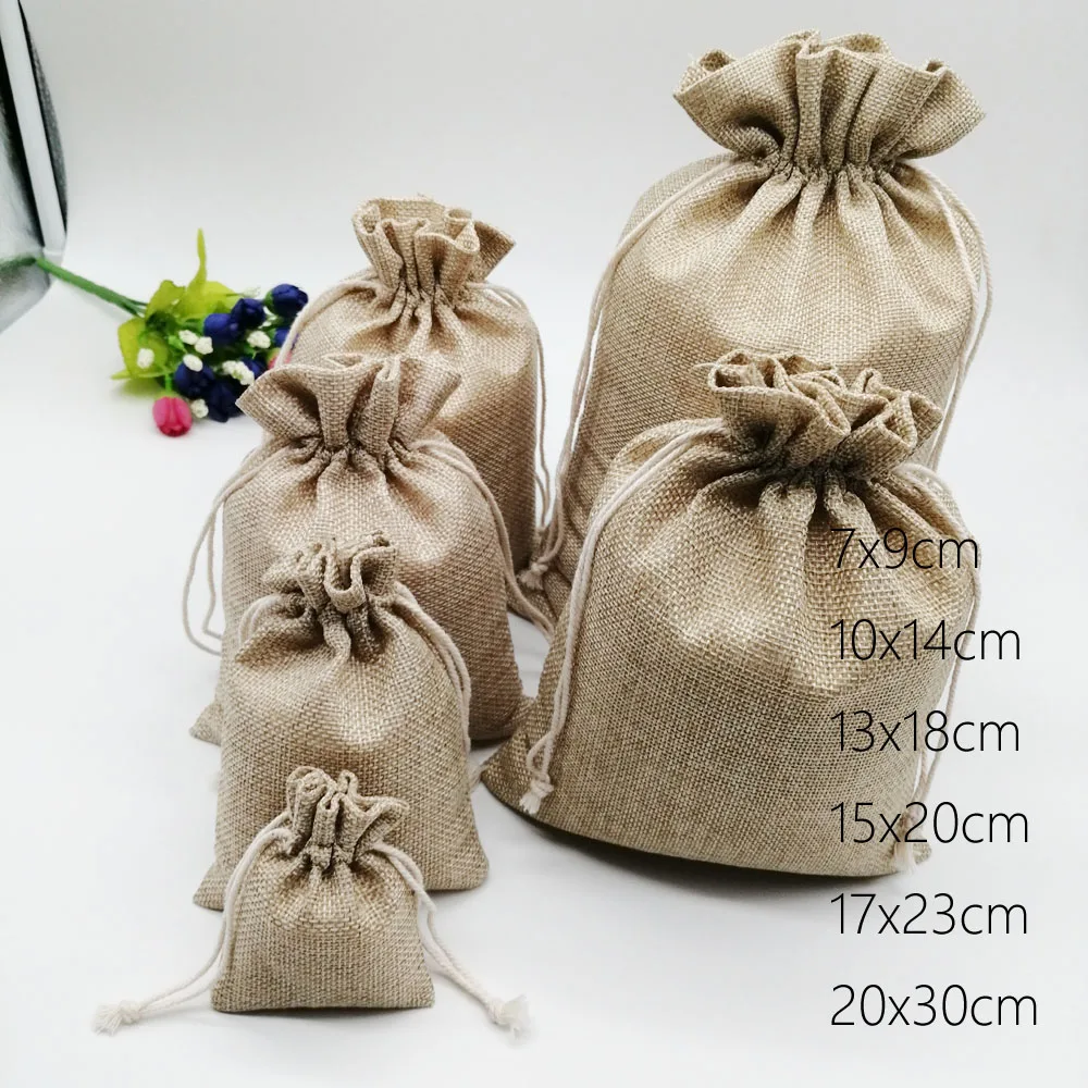 1000pcs Jute Bags Gift Drawstring Pouch Gift Box Packaging Bags For Gift Linen Bags Jewelry Display Wedding Sack Burlap Bag Diy
