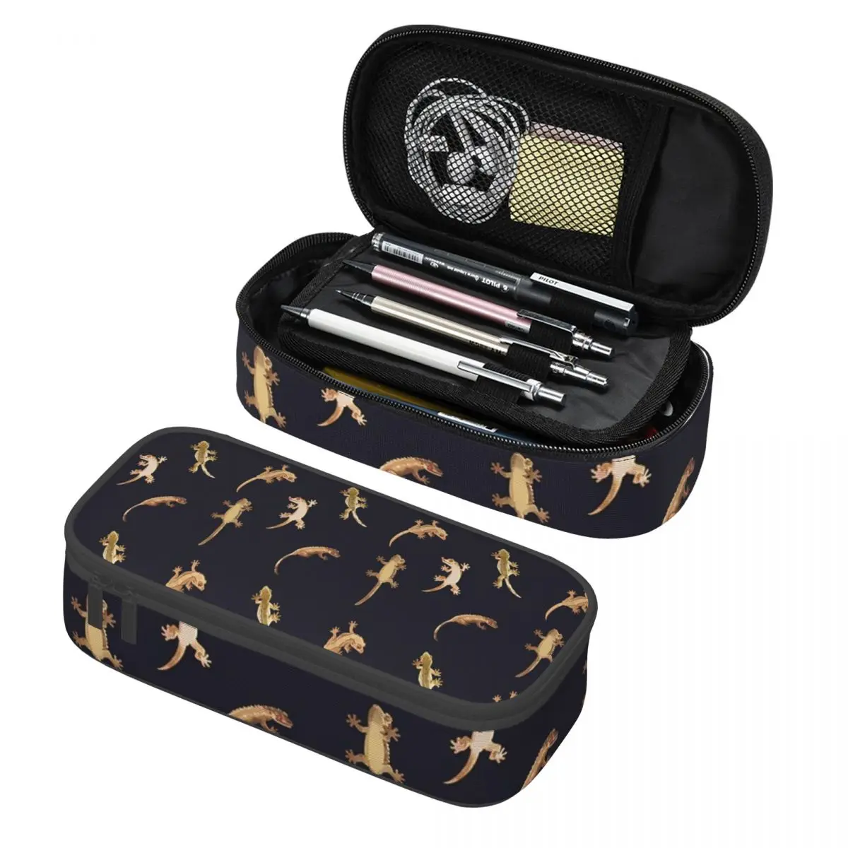 Cute Little Crested Geckos Pencil Cases Big Capacity Pen Bags Pen Box Pencil Pouch For Boys Girls Students Stationery School