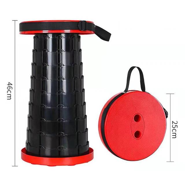 Telescopic Stool Retractable Stool Folding Chiar Fishing Chair Portable Camping Hiking Stool Outdoor Furniture Mini Chair Normal Red-Black 2