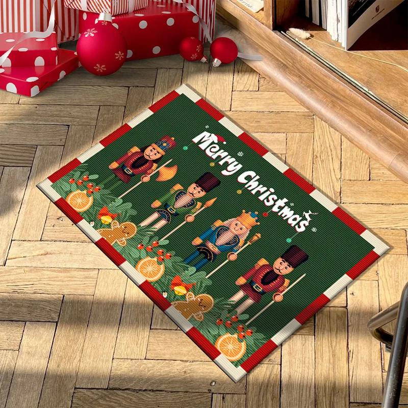 VIKAMA Christmas Nutcracker Soldier Doormat Non-slip and Durable Entrance Hallway Doormat Bathroom Mat Home Decor