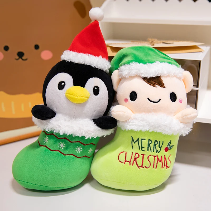 Santa Claus Deer Elves Penguin Stuffed Animals Doll New Cute