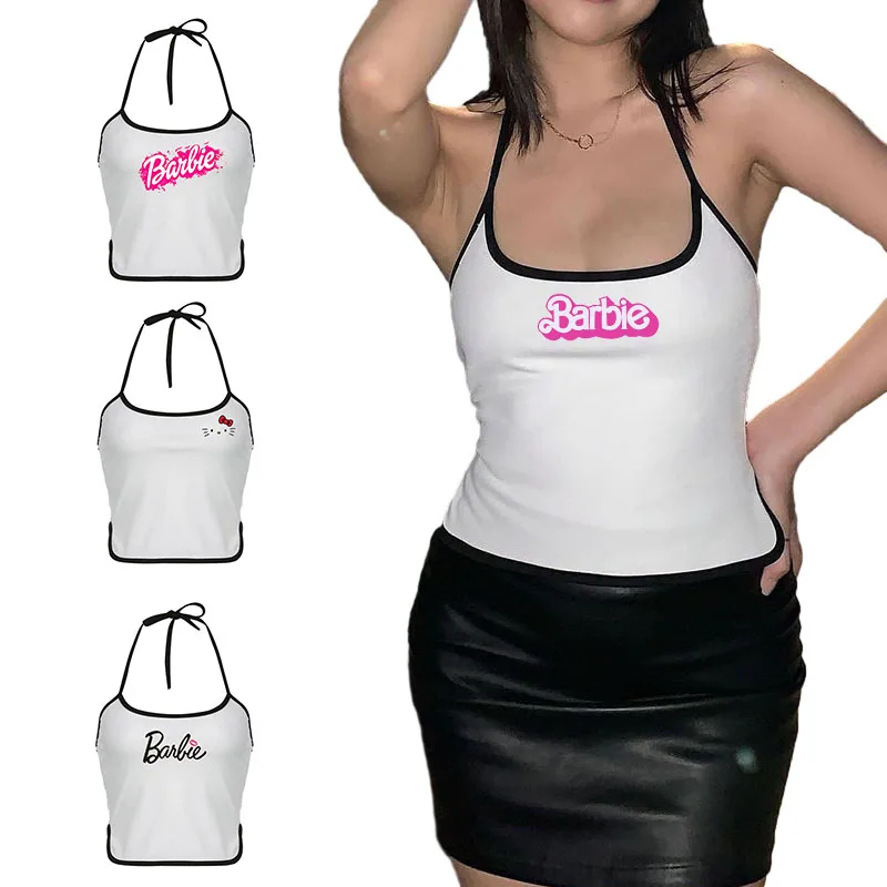 Moda Europea Americana Barbie Halter Vest Girls Slim Fit Versatile Sexy Hot Girls Short Top High-Look Bretelle Donna