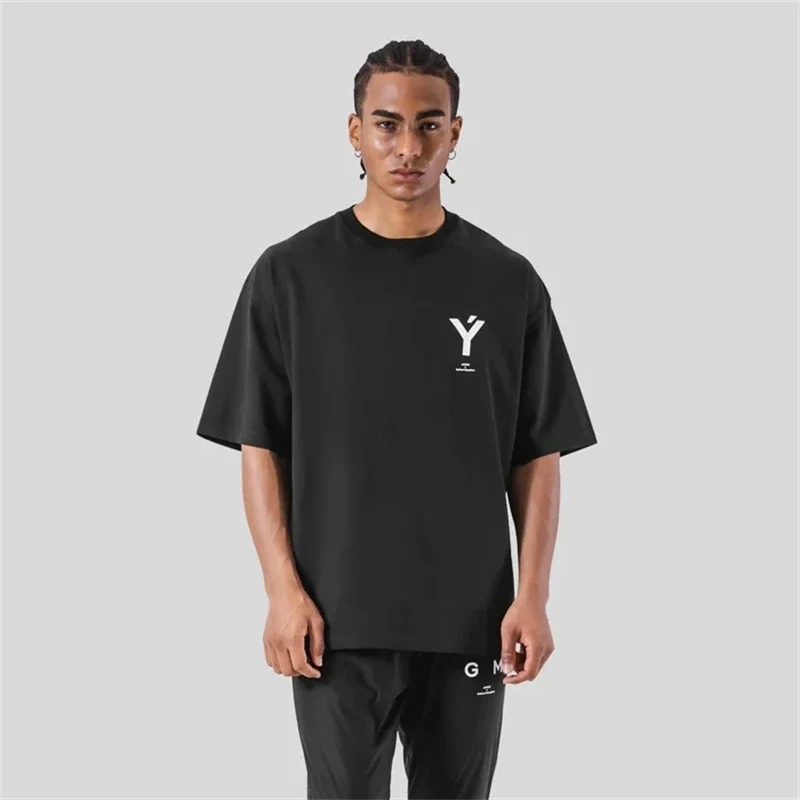 LYFT ONE POINT Y Print Großes T-Shirt Männer Laufsport Gym Fitness Training Oversize T-Shirt Herrenhemd Bodybuilding T-Shirts – Detail 8