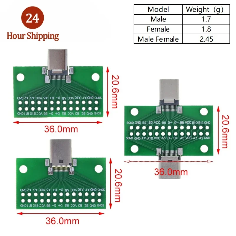 1 Pz Tipo C 16 Pin Doppia Fila SMT Presa Connettore USB 3.1 Femmina SMD DIP Per Huawei Samsung Lenovo PCB Design Fai Da Te Ad Alta Corrente - Foto 11
