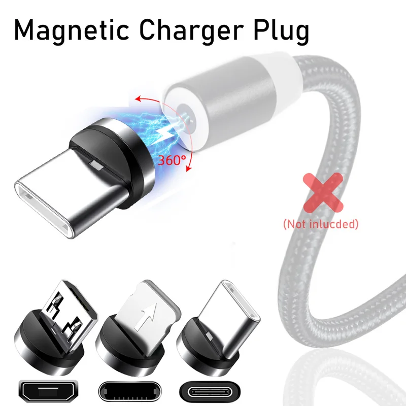 1/5pcs Round Magnetic Cable Tip Micro USB Charging Cable Plug USB