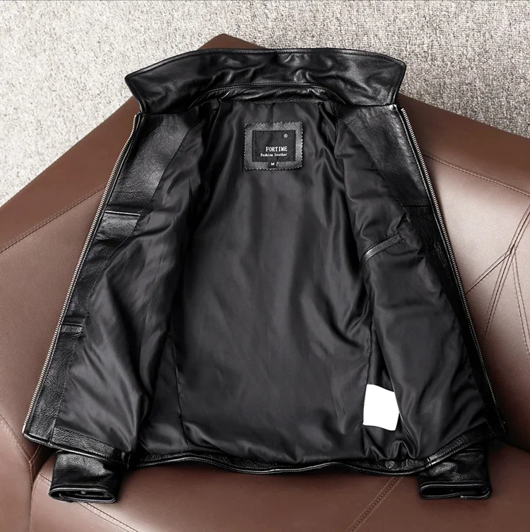 Description Picture 6 of itemFree Shipping New Black Cowhide Jacket Men Genuine Leather Coat Dad's Spring and Autumn Clothes Size S-5XL
