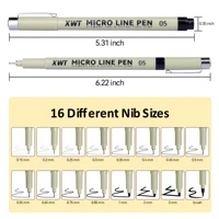 Черная микро-тонкая ручка 13/16 шт. Водонепроницаемая пигментная подводка Микронная ручка Маркер Набор эскизов Крючок Линия Игольная ручка Art Манга Outlining Pen — изображение 4