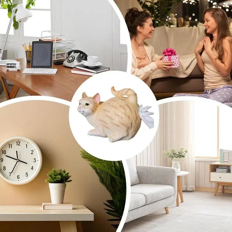 Funny Cat Tissue Holder Cute Cat Butt Tissue Box For Bathroom Bedroom Resin Facial Paper Dispenser For vanity Dresser Nightstand 5