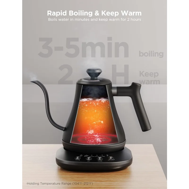 Govee Smart Electric Kettle, WiFi Variable Temperature Gooseneck Pour Over Kettle Tea Kettle, Alexa Control, 1200W Quick Heating 3