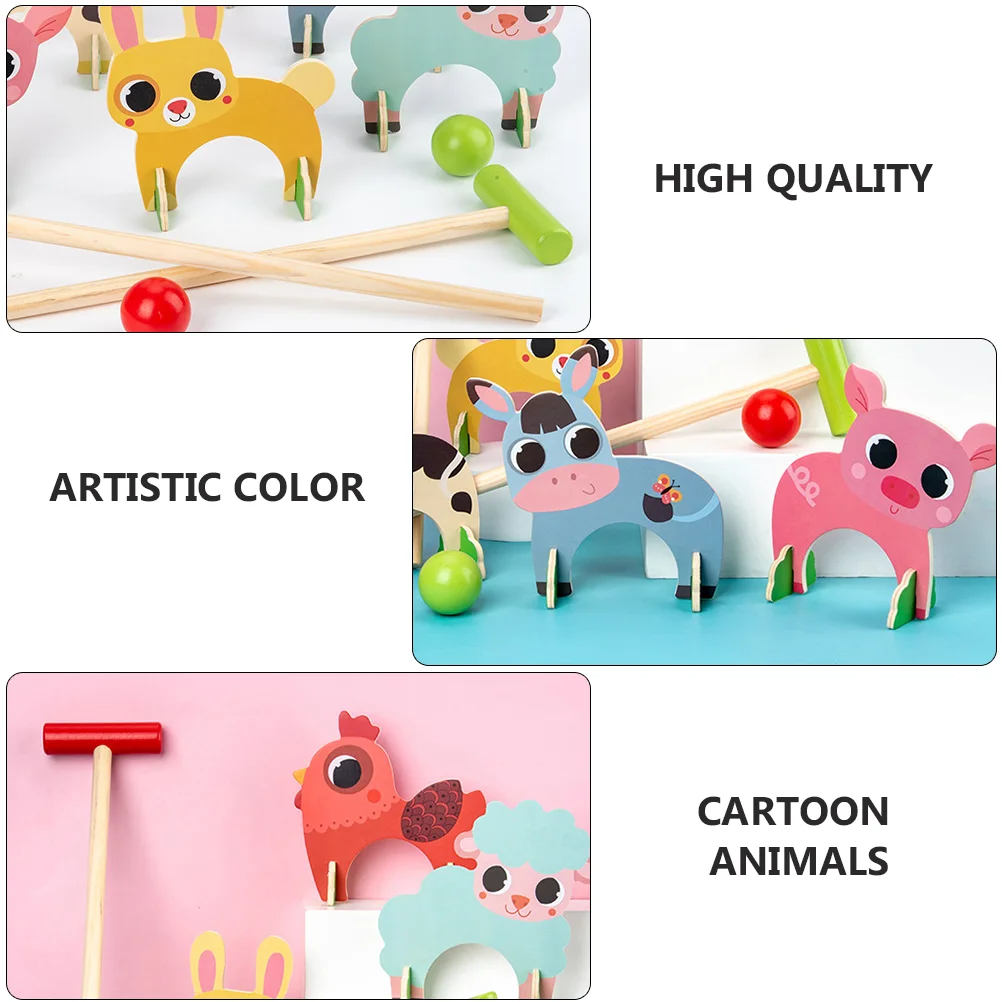 Animal Croquet Nursery Supplies Indoor Croquet Set Balls Children Gift Preschool Games Mallets Cognitive Educational Recognize
