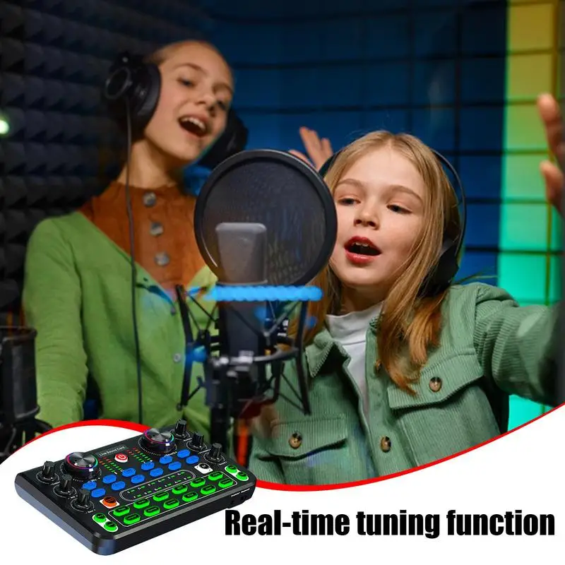 라이브 스트리밍용 사운드 카드 믹서 사운드 효과 보드, 충전식 오디오 녹음 믹서, 음악 믹서 보드 오디오