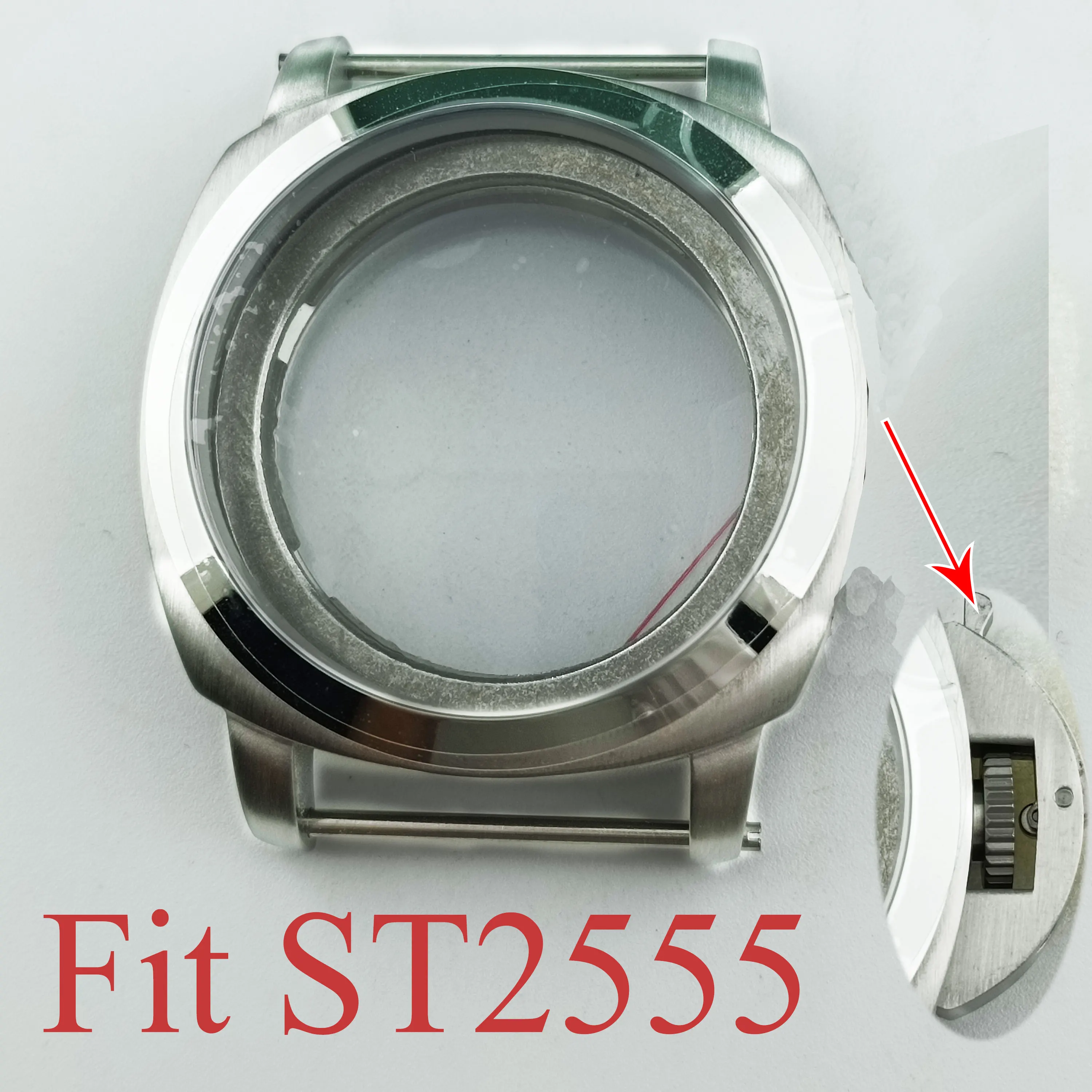 Silver Brushed Sapphire Glass Stainless Steel Watch Case, 45mm - Premium Watch Accessory